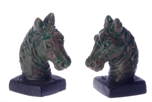 Bronze Horse Head Figurine, 1 Pair