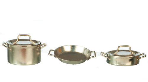 Pots & Pans With Lids, Nickle, 5pc