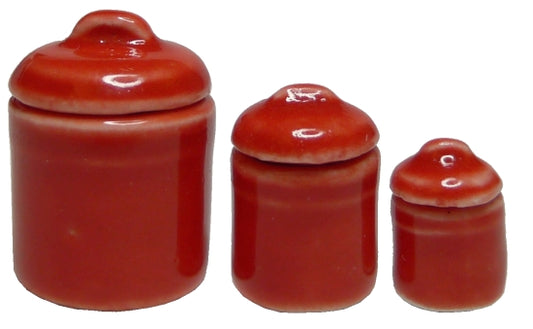 CPW102, Canister Set With Lids, Red, 3pc