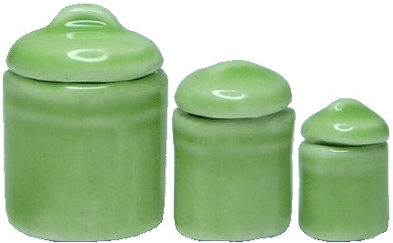 Canister Set with Lids, 3pcs, Avocado