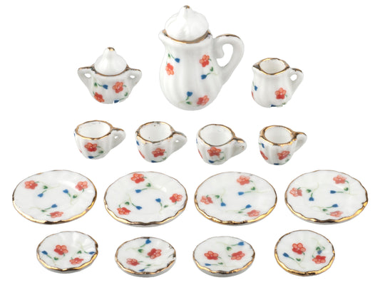 Coral Pansy Coffee Set, 17pcs