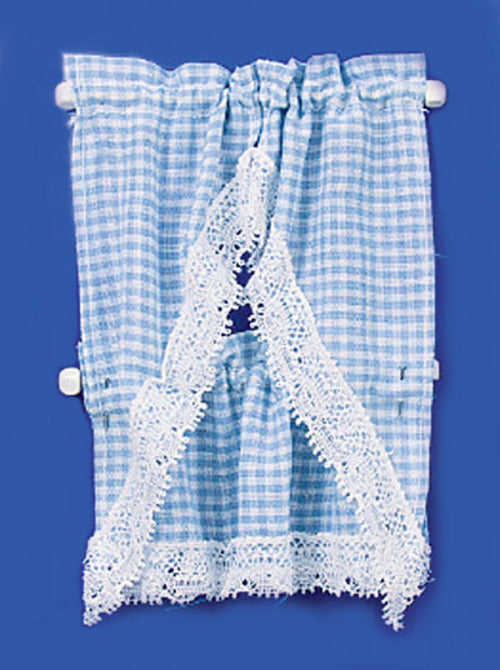 CPS0106, Kitchen Curtain, Gingham Blue