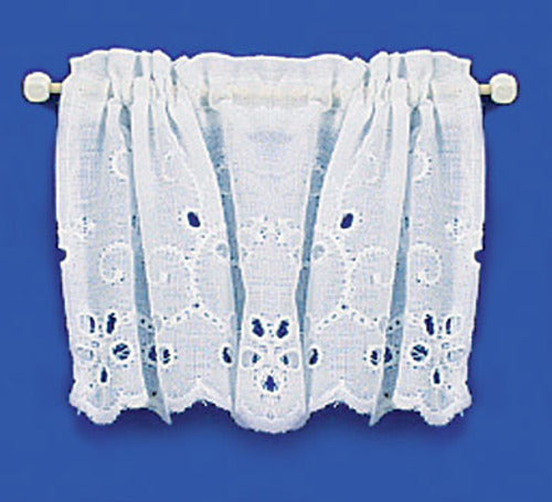 CPS0034, Curtain, Embroidered Tier, White