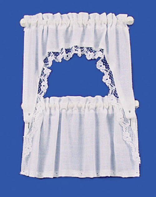Curtain, Ruffled Cape Set, White