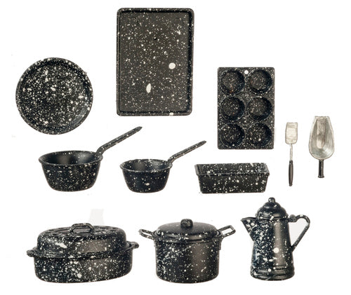 Spatterware Cookware Set, Black, 13pc