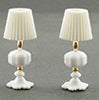 White Table Lamp Pair, Non Working