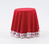 Table, Skirted, Red Mini-Dot