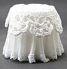 Lace Top Skirted Table, White