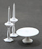 Cake Plate with Candlestick, White