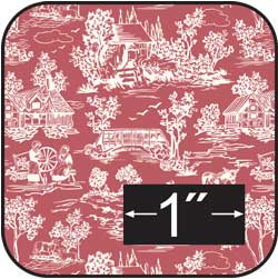 CRH797, Reverse Toile Red Cotton Fabric