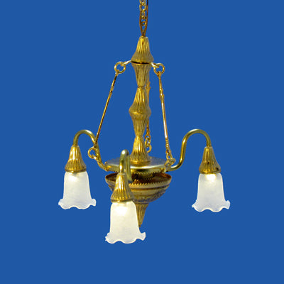 Victorian 3 Light Brass Chandelier, LED