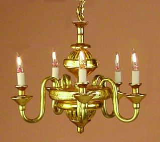 5 Arm Brass Chandelier