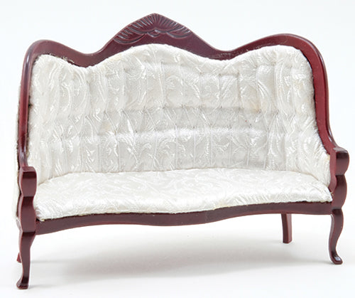 Victorian Sofa, Mahogany, White Fabric