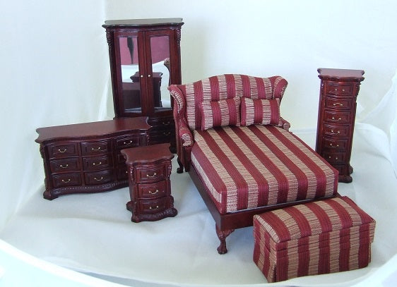 Park Avenue Winged Bedroom Set, Mahogany, 6pc