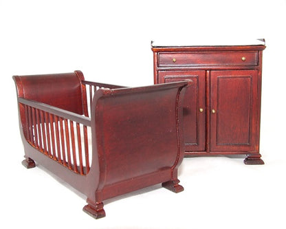 Baby Bliss Crib & Changing Table Set, Mahogany