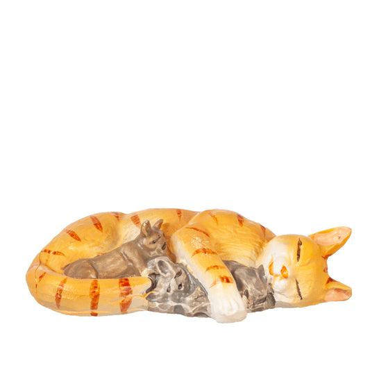 Cat Sleeping with Kittens, Orange