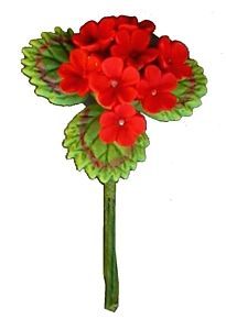 Single Red Geranium with Leaves