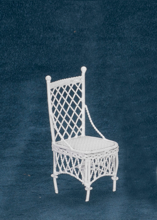 Wire Wicker Straight Chair, White