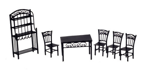 1/2" Scale Dining Set, 6pcs, Black