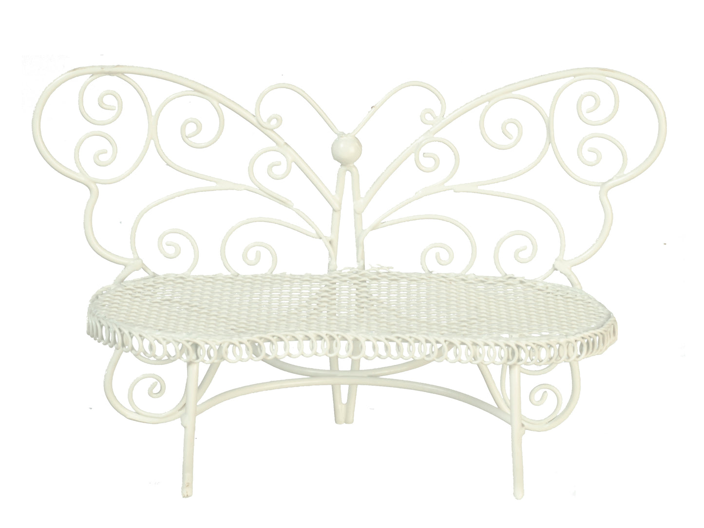 Iron Wicker Butterfly Bench, White
