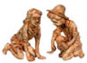 Boy & Girl Gardener Statue, Aged