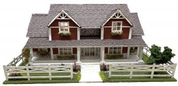 1/4" Scale Two Story Ranch House Dollhouse, Complete Kit