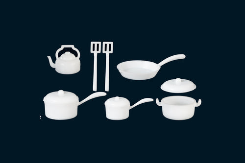 Pot & Pan Set, White, 10Pc