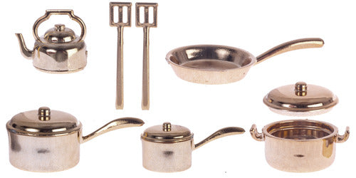 Pot & Pan Set, Stn Brn, 10pc