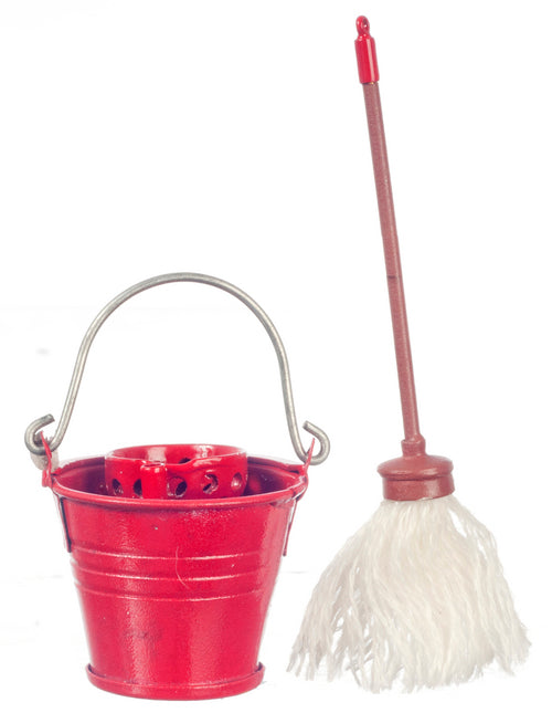 CPW086, Floor Mop With Red Tin Bucket