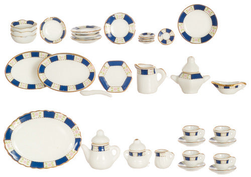 Tea Set, 35 Pcs, Blue & Gold