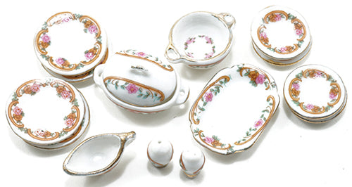 Pink Floral with Gold Accents Dinner Set