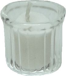 White Votive Candle Clear Holder