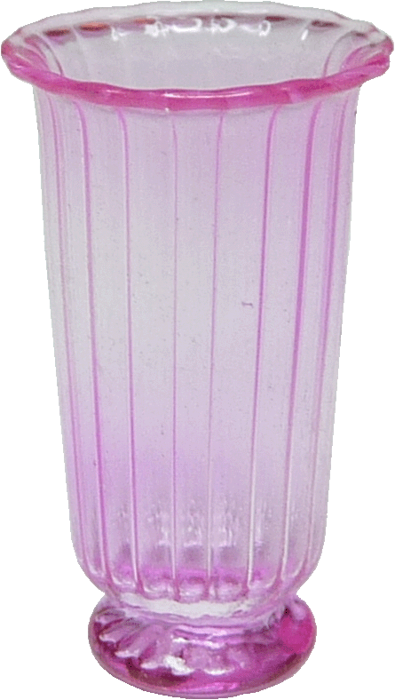 Ridged Glass Pink Pedestal Vase