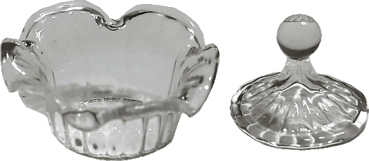 Glass Dish with Lid, Ribbed