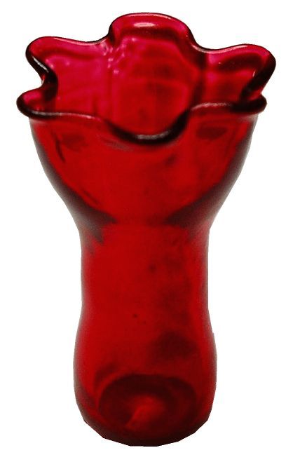 Red Ruffled Vase, Glass