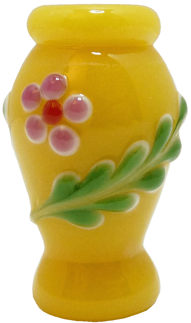 Yellow Floral Fluted Glass Vase