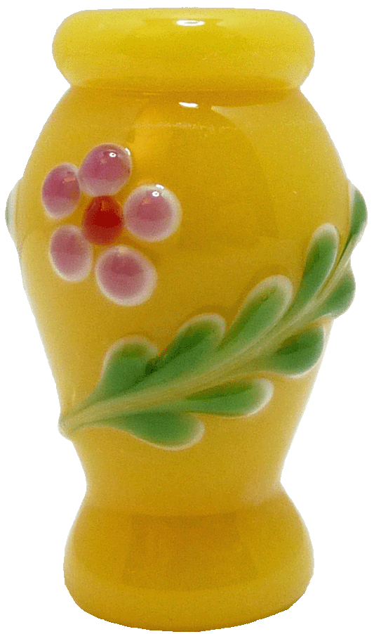 Yellow Floral Fluted Glass Vase