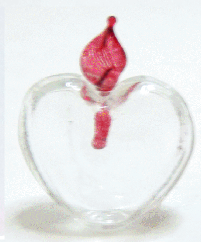 Glass Heart with Red Flame Topper