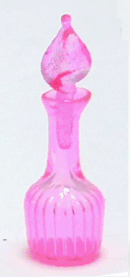 Pink Glass Bottle with Flame Top