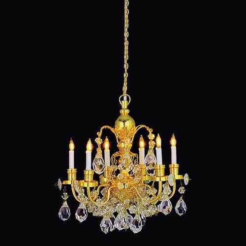 CPS0019, 6 Arm Brass Crystal Chandelier