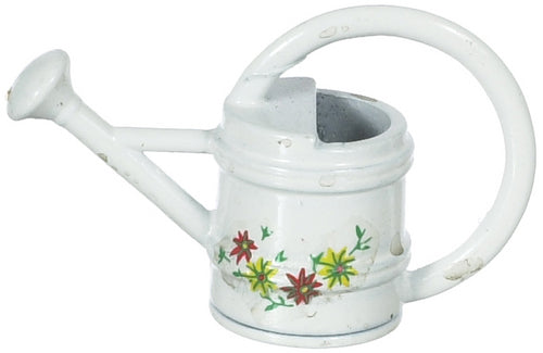 Watering Can, White with Flowers