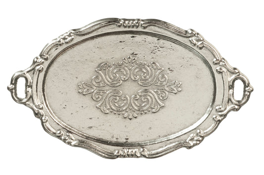 Oval Platter With Handles, Silver