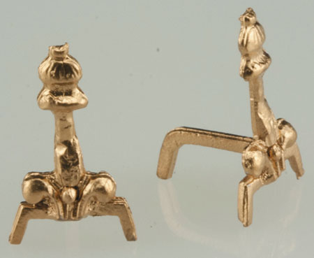 1/2" Scale Fireplace Andirons, Gold