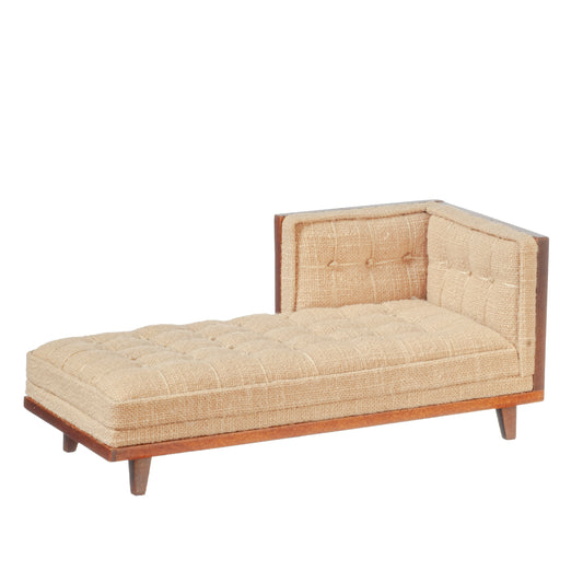 Chaise, Beige Linen, Walnut