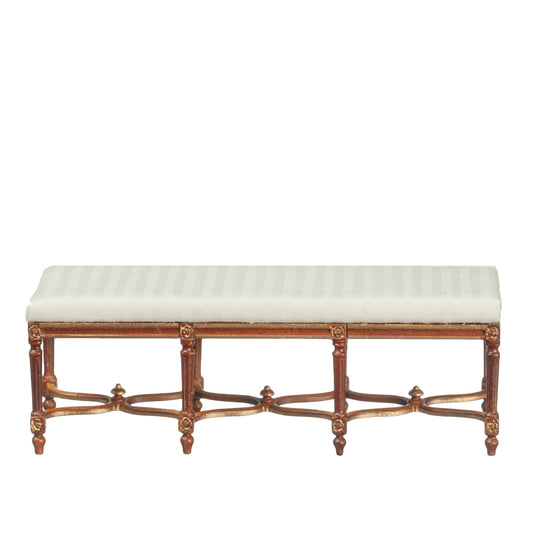 Long Bench with Serpentine Stretchers, Walnut