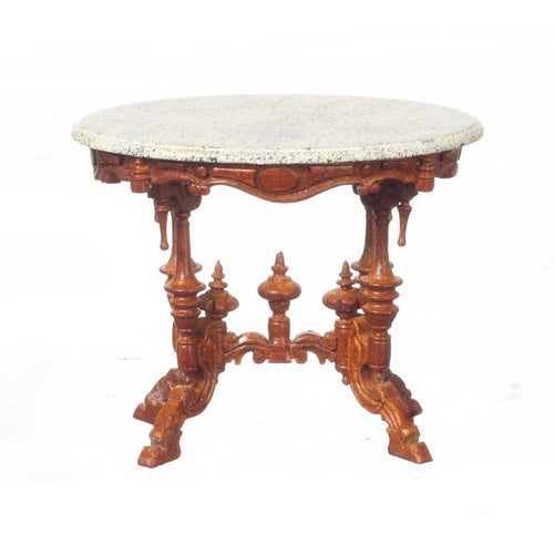 Victorian Tea Table, Marble Top, Walnut
