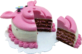 Pink Pig Cake with Slice