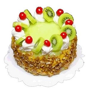 Green Iced Cake with Kiwi & Cherry