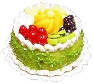 Green Iced Cake Fruit Topping