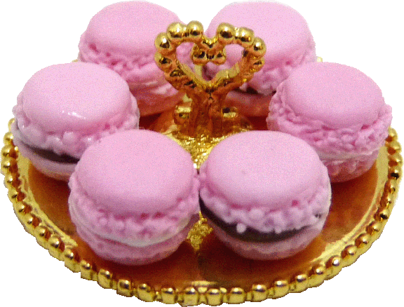 Pink Macarons on Gold Tray